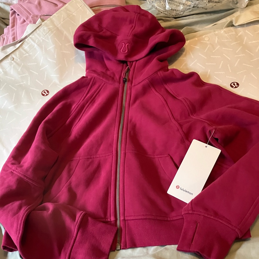 NWT Lululemon Oversized Scuba Full Zip Hoodie, Sz Xs/S, Pomegranate